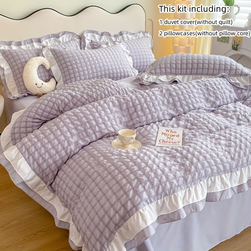 Double-Layer Lace Duvet Cover and Pillowcase Set