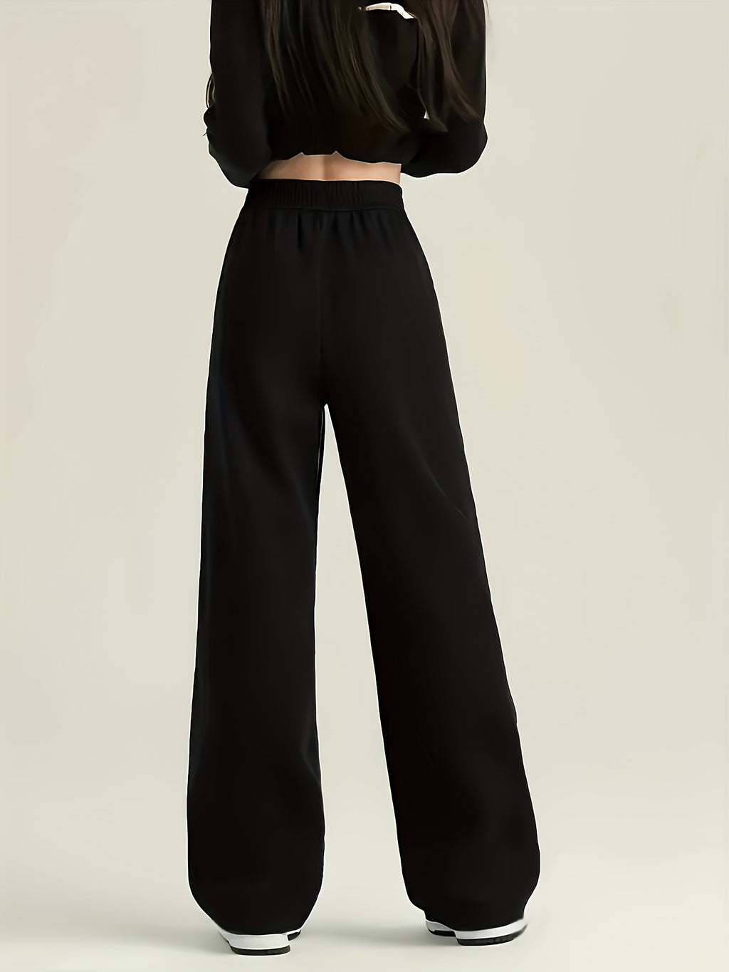High-Waisted Drawstring Straight-Leg Pants