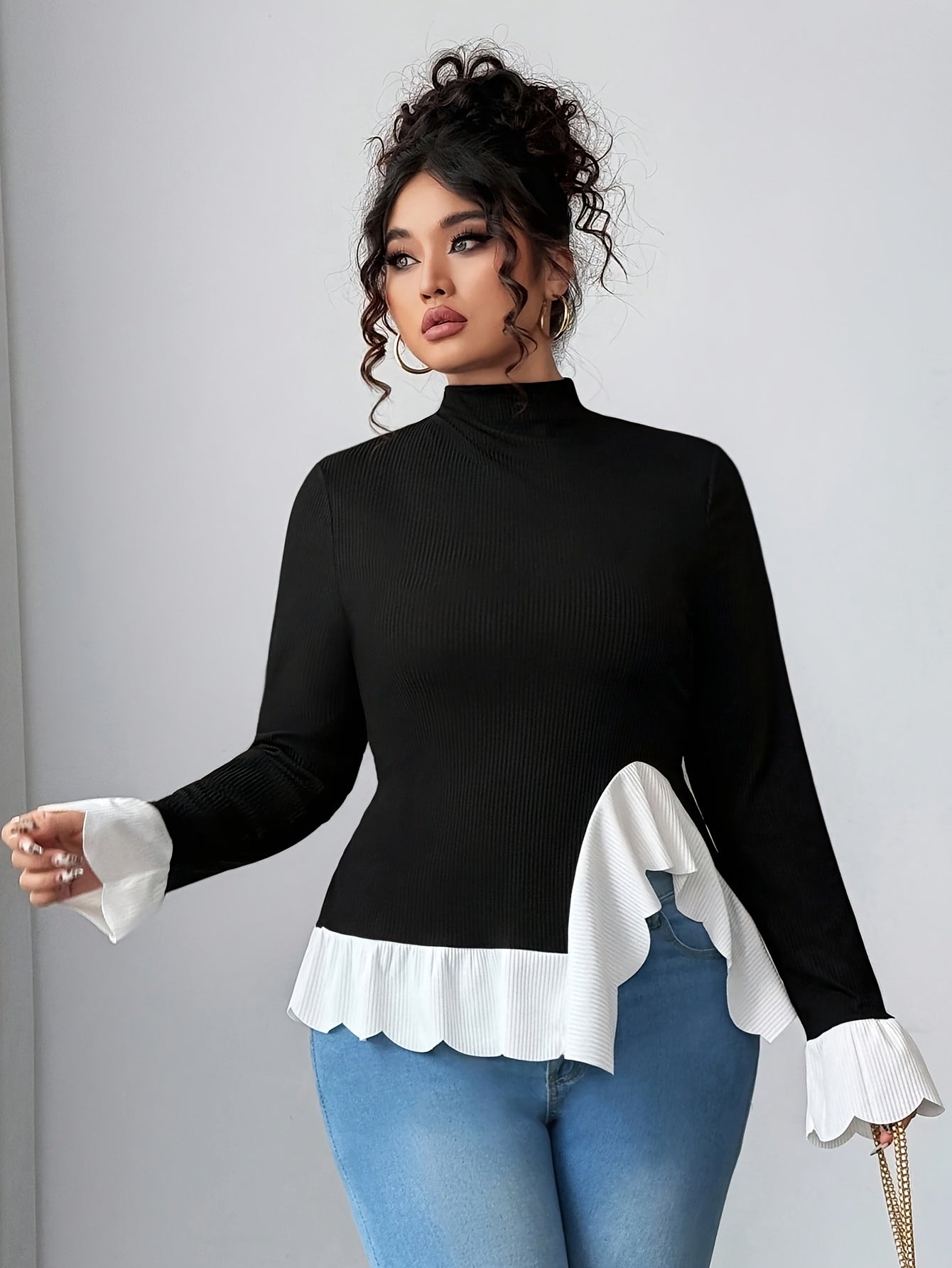 Elegant High Neck Long Sleeve Top