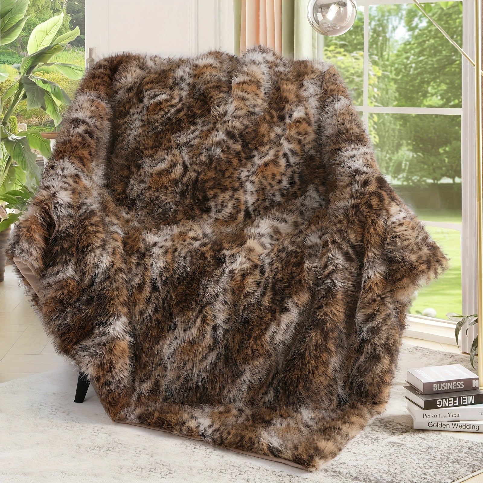 Faux Fur Leopard Print Blanket