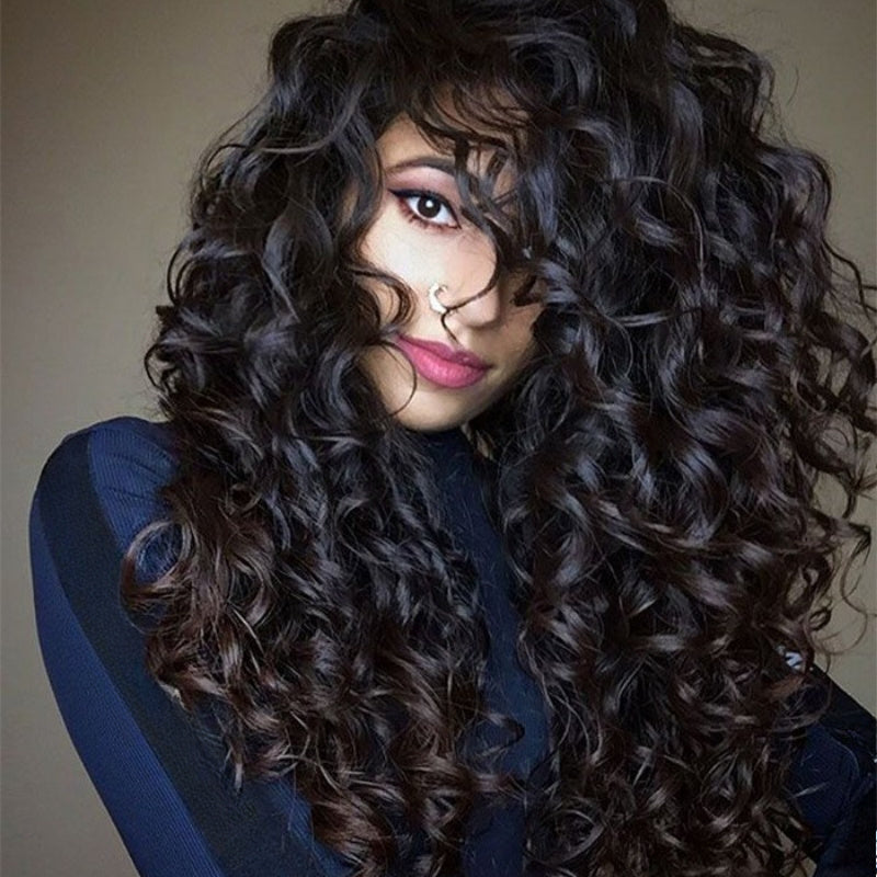 Elegant Black Curly Lace Front Wig