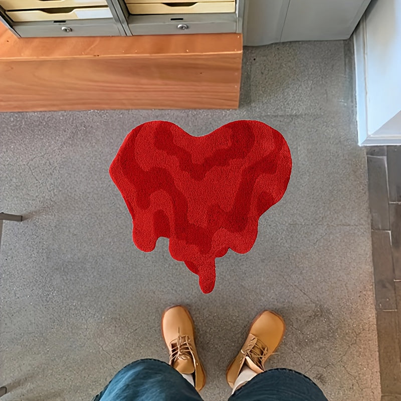 Red Heart-Shaped Area Mat