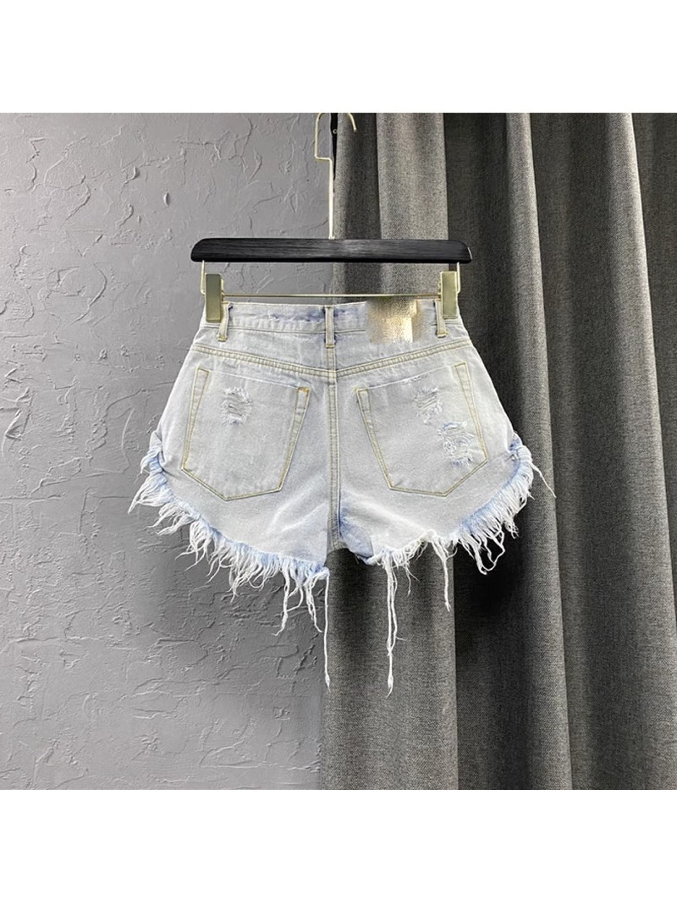 Raw Hem Distressed A-Line Denim Shorts
