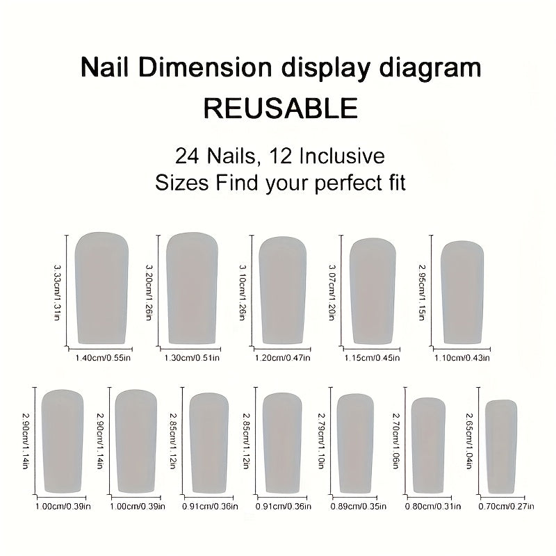 Long Ballet Blue Sun Moon French Fake Nails