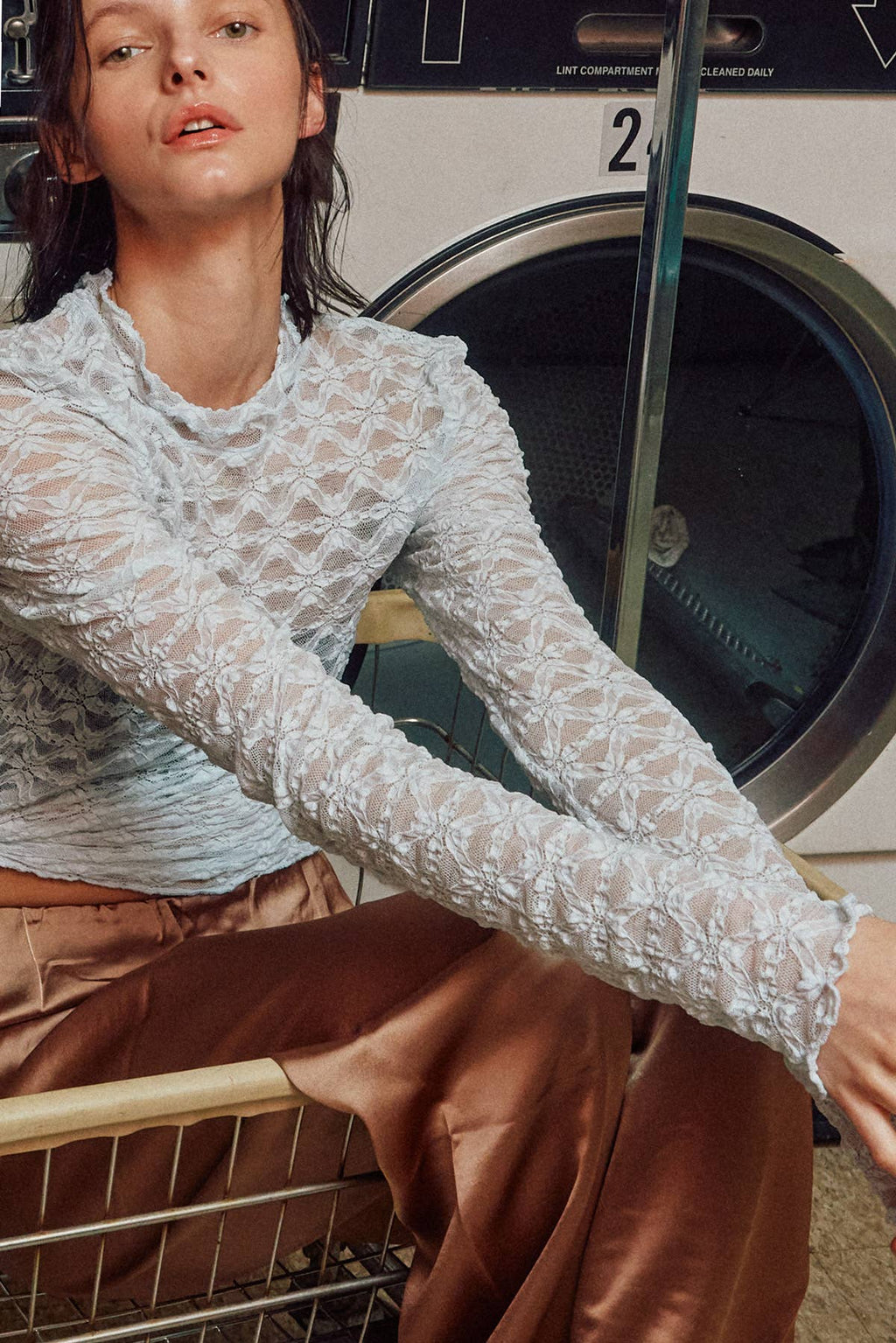 See-through Textured Lace Top