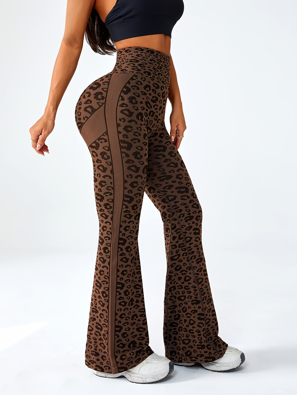 Seamless Leopard Print Flared Pants