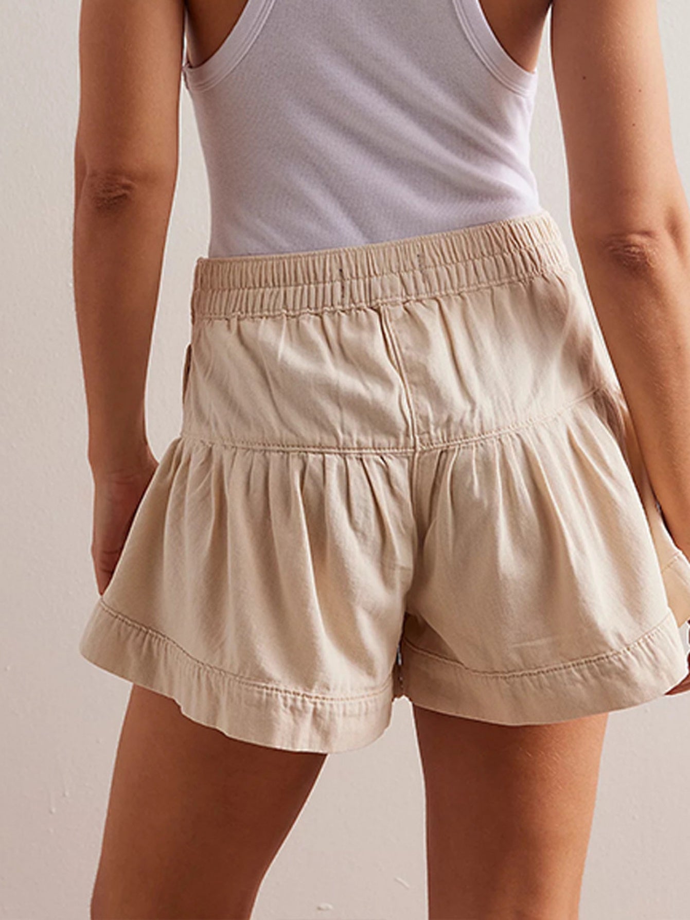 Ruffle Hem Denim Shorts