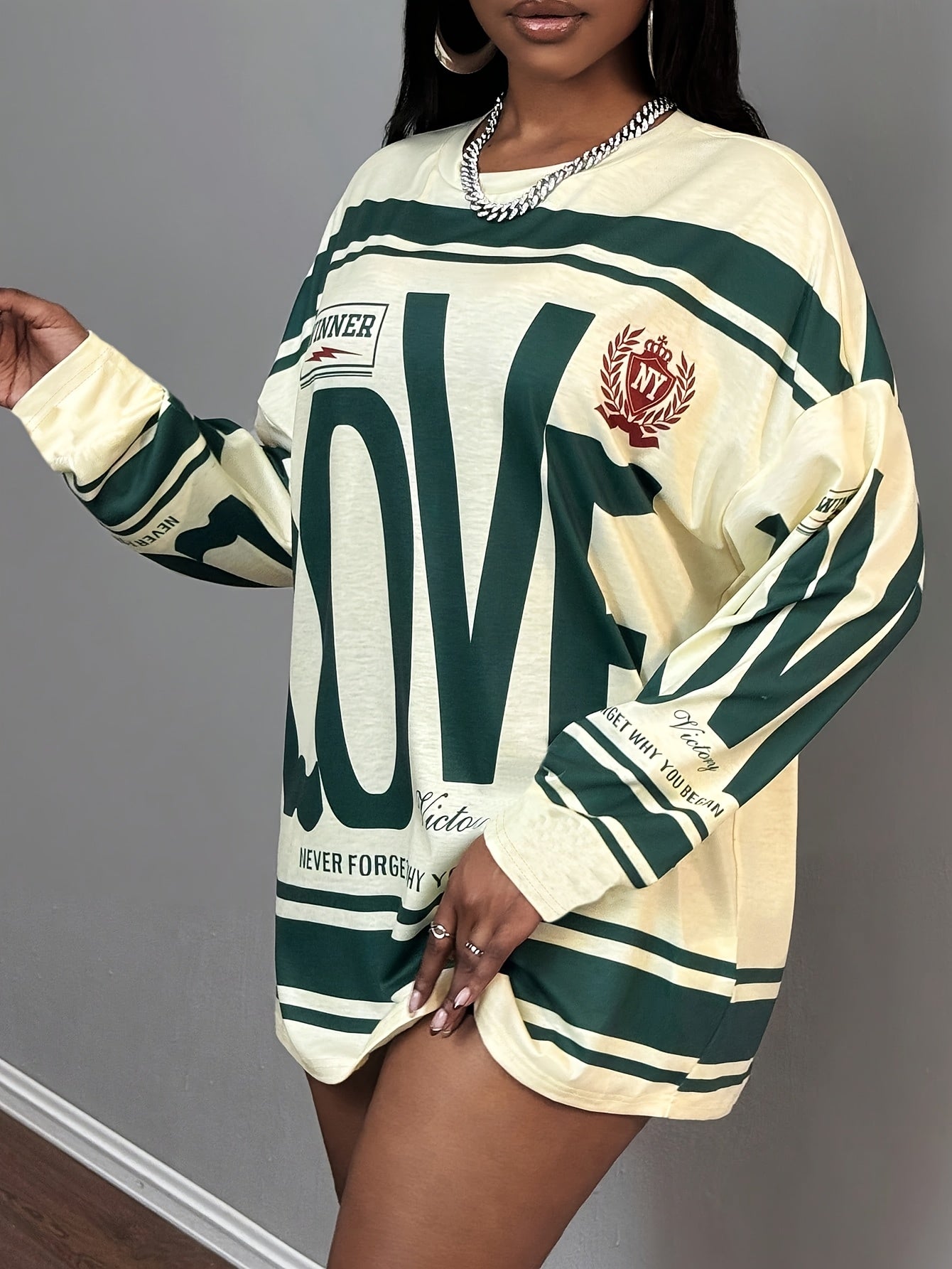 Oversized "LOVE" Letter Print Long Sleeve T-Shirt