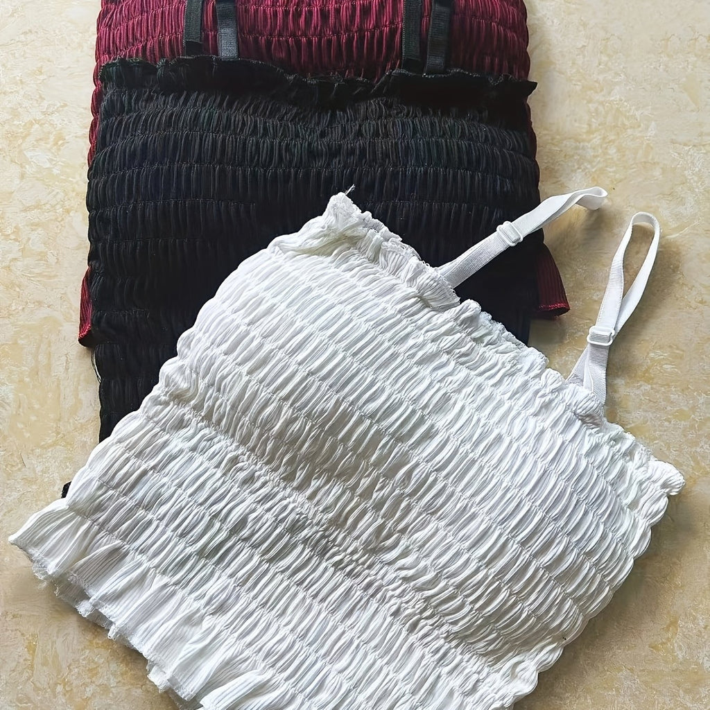 {3pcs} Women's Ruffled Lace Cami Tops