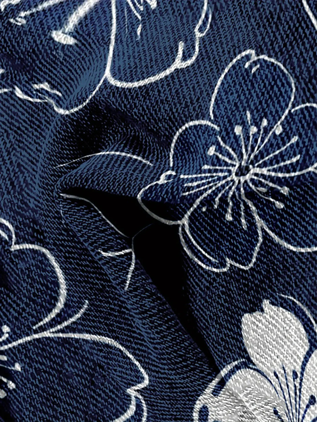 High-Waisted Wide-Leg Flared Floral Denim Jeans