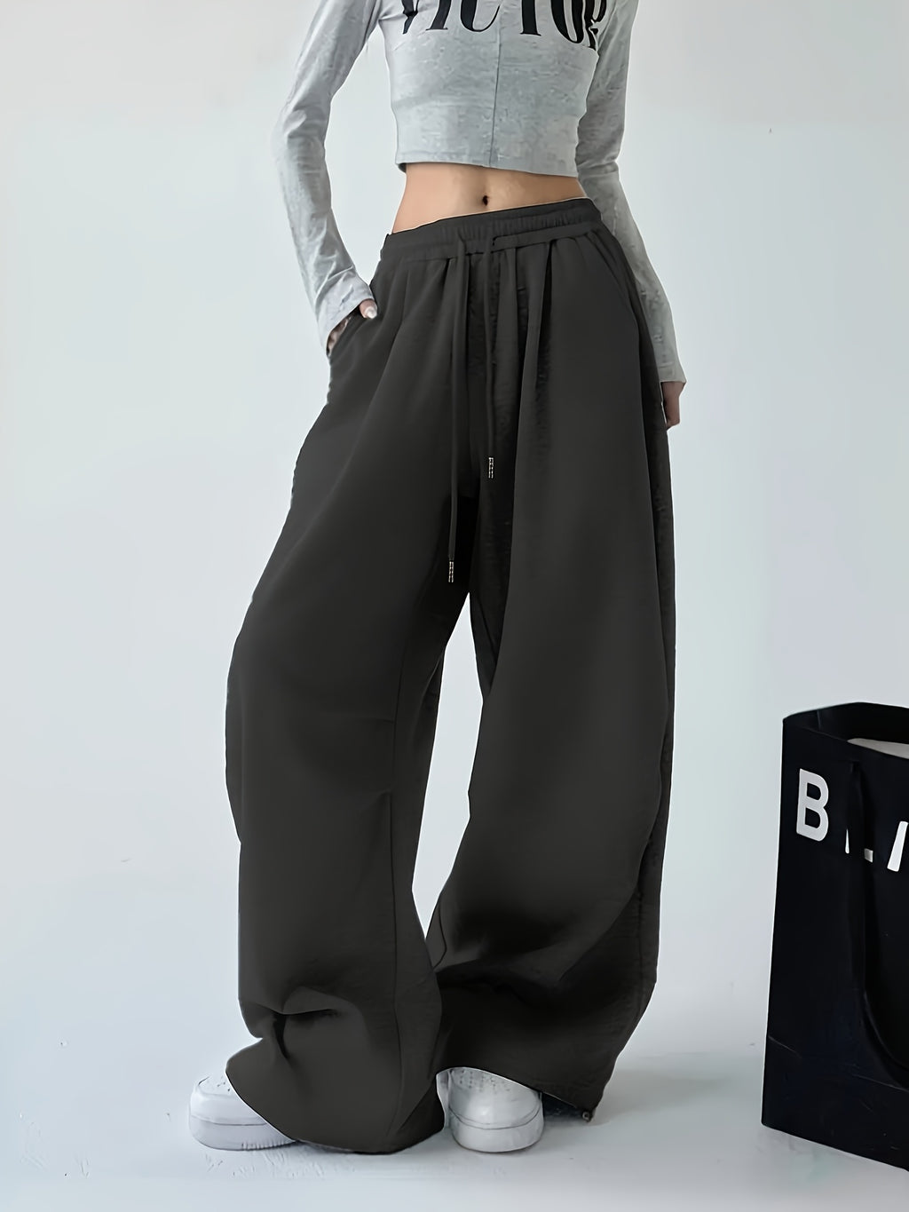 High-Waisted Wide-Leg Joggers