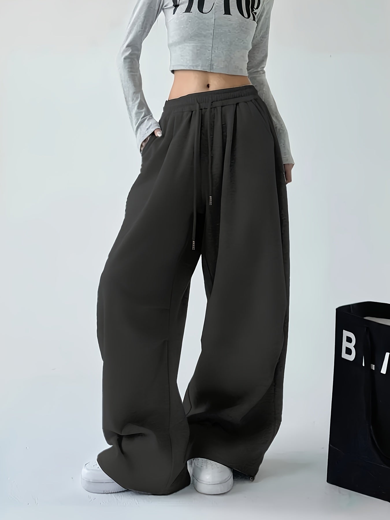 High-Waisted Wide-Leg Joggers