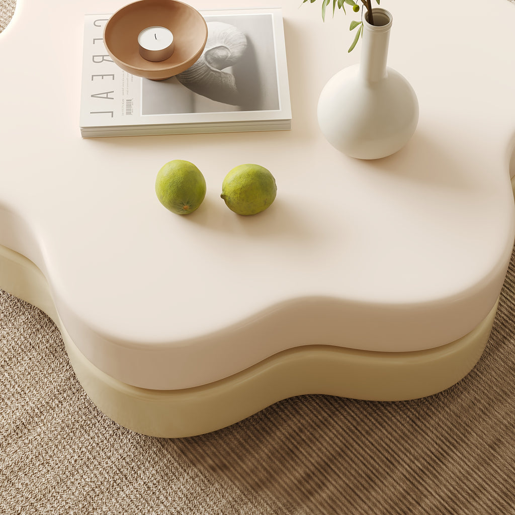 1pcs Italian cream style light luxury modern coffee table, flower double layer rotatable living room small household table, creative design sofa side table