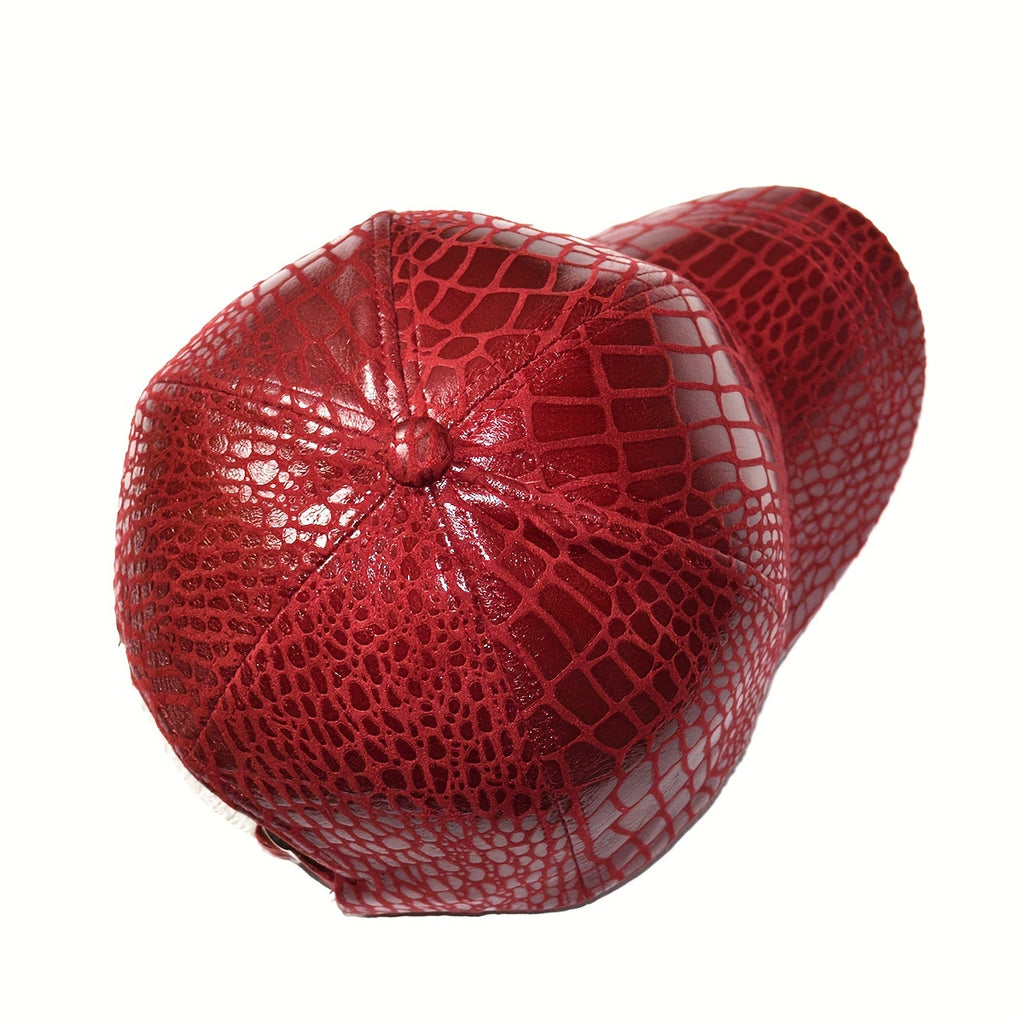 Classic Crocodile Embossed PU Leather Baseball Cap