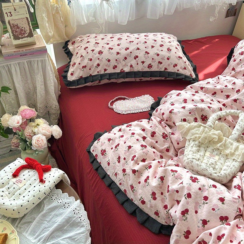 French Black Lace Bedding Set of 4pcs