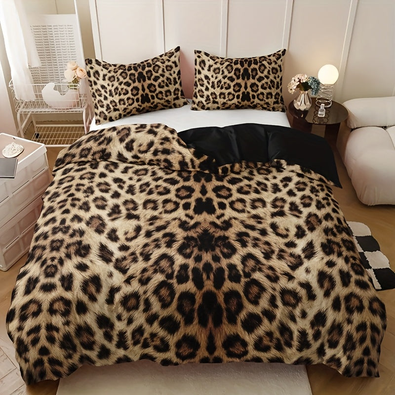{3pcs} Leopard Print Duvet Cover Set