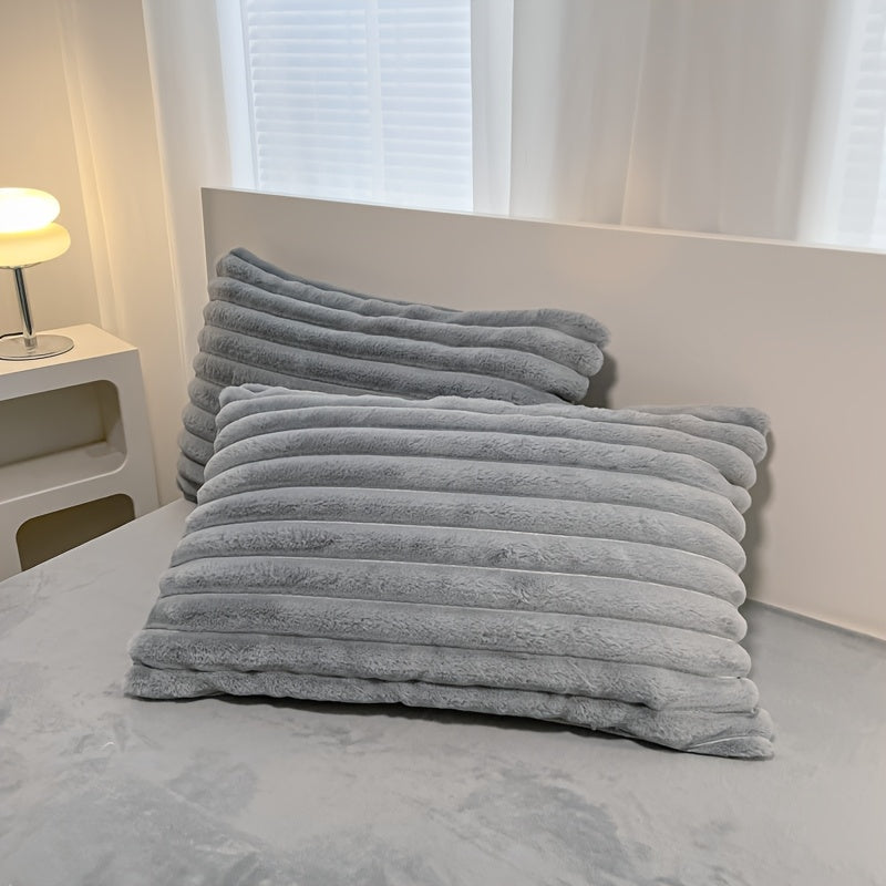 3pcs Simple Solid Color Flannel Quilt Cover Set