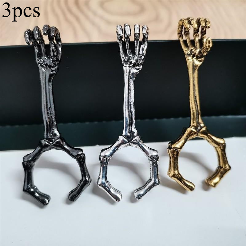 Set of 3 - Holder And Ring with a Hand Bone Skeleton Design