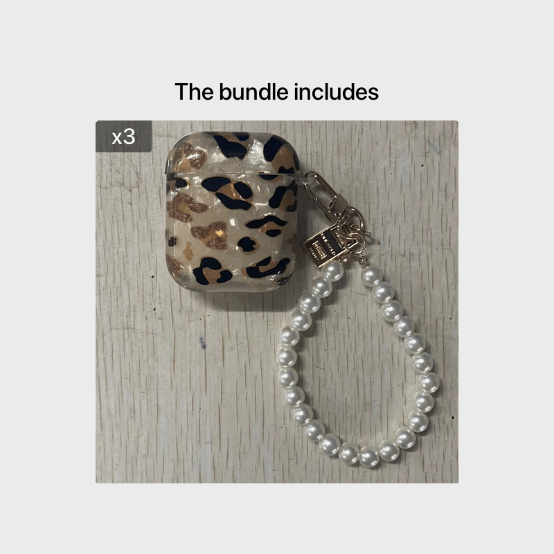 Leopard Print Earphone Sleeve with Hanging Chain - Perfect for Airpod1/2!