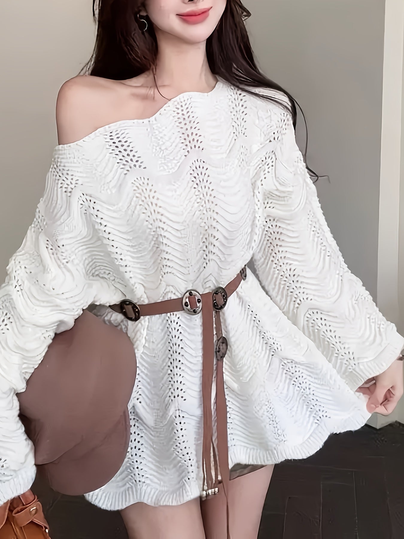 Off-Shoulder/One-Shoulder Lace Kimono Jacket