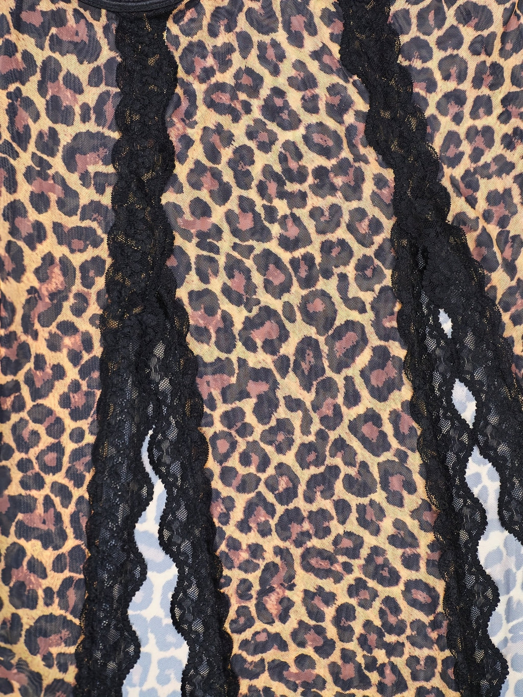 Wild Charm Style Leopard Print Lace Trim Sexy Lingerie Set