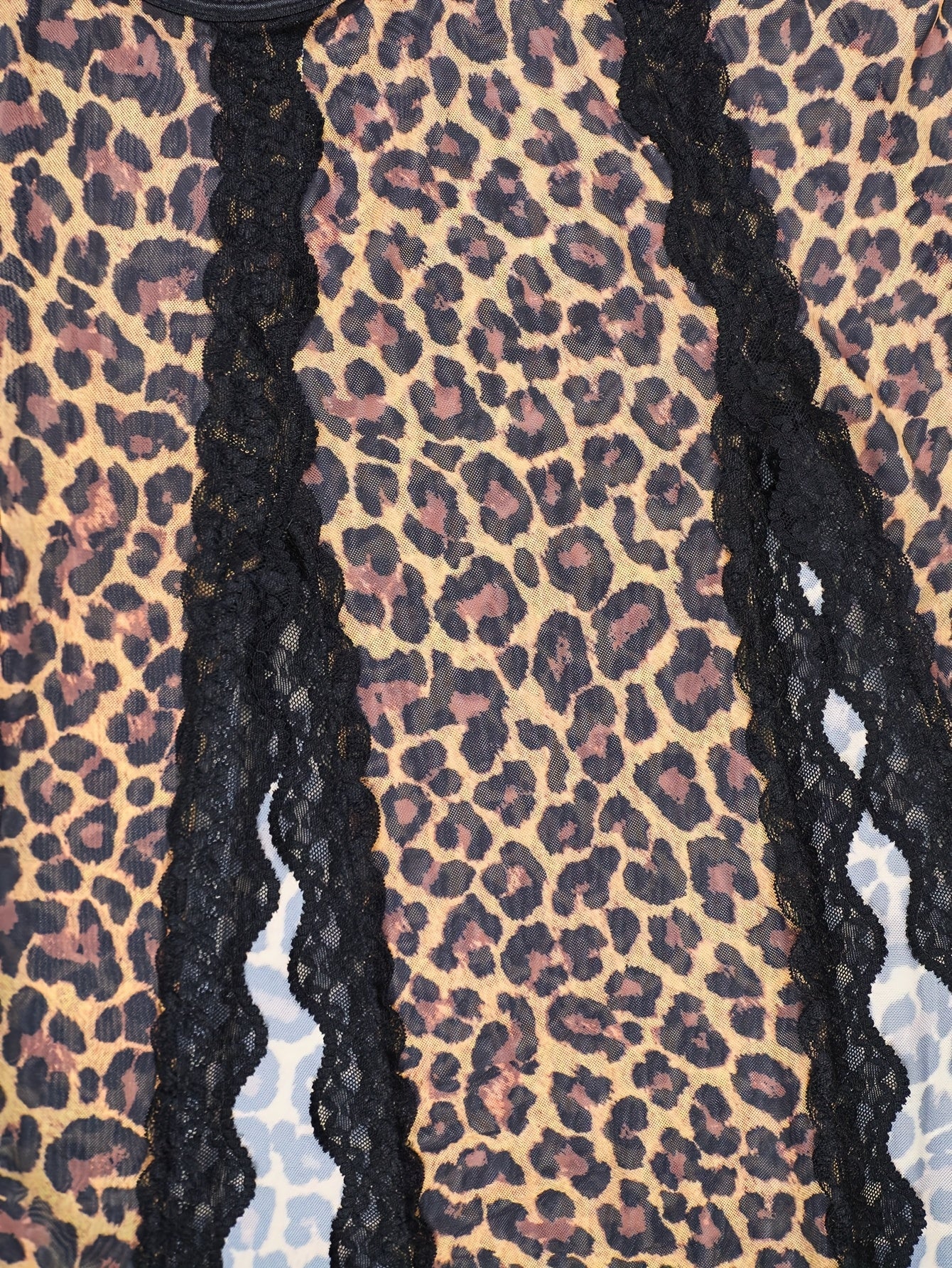 Wild Charm Style Leopard Print Lace Trim Sexy Lingerie Set