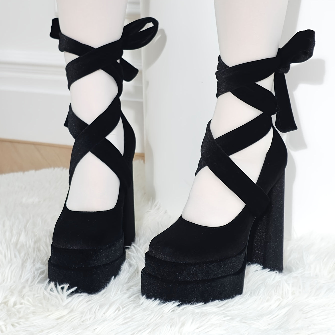 Chunky Platform Mary Jane High Heels