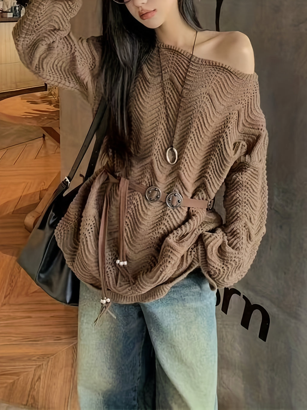 Off-Shoulder/One-Shoulder Lace Kimono Jacket