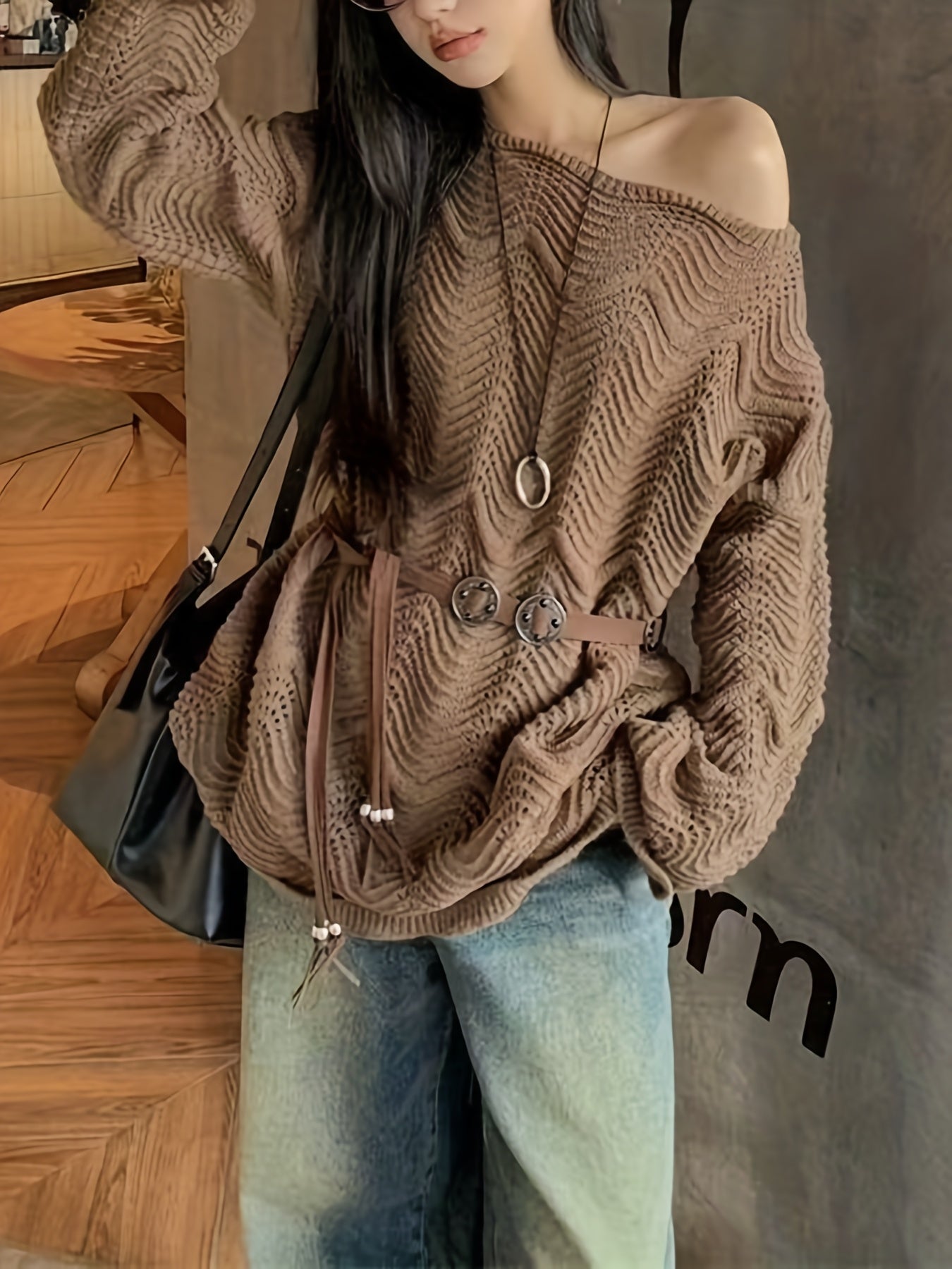 Off-Shoulder/One-Shoulder Lace Kimono Jacket