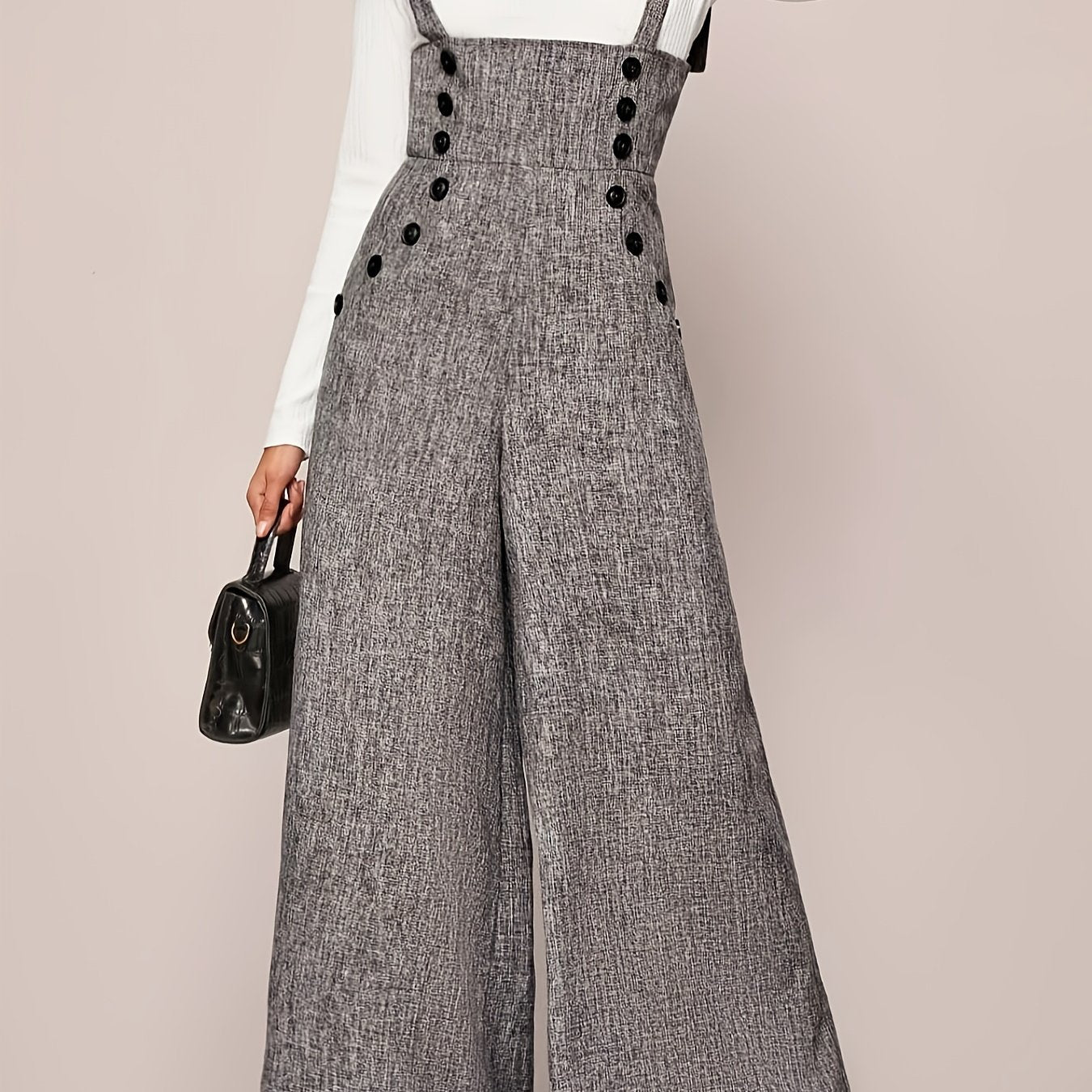 Polyester Jumpsuit with Button Detail