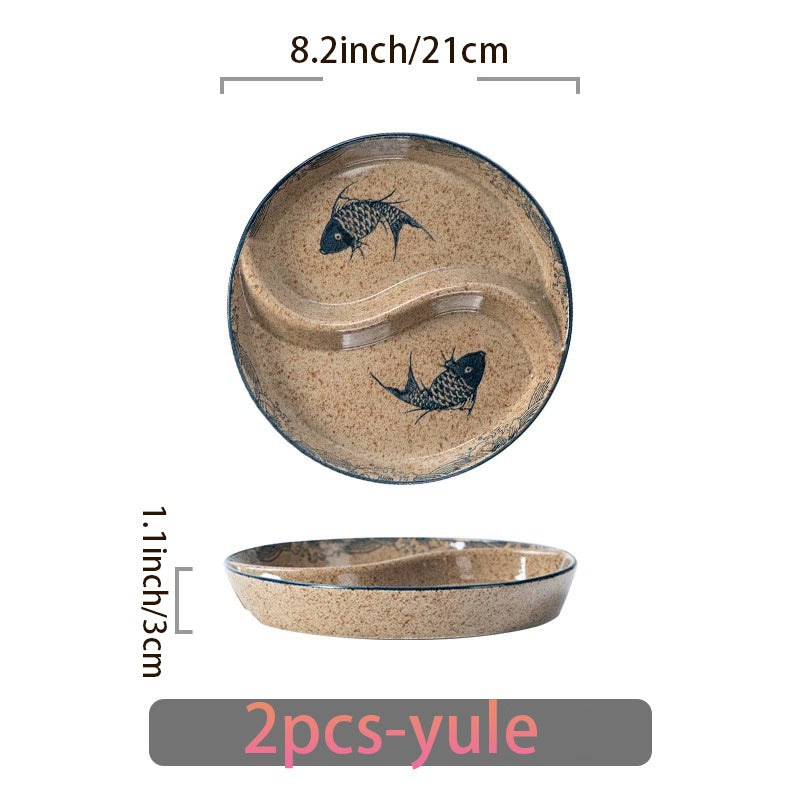 2 Under-glaze Ceramic Compartment Plates