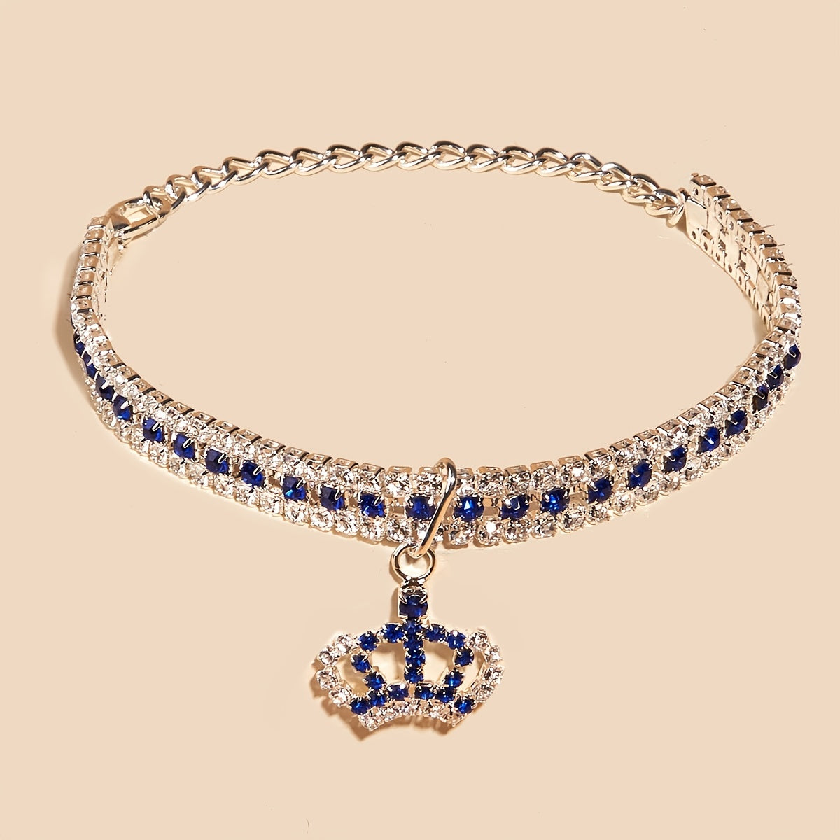 Rhinestone Crown Pendant Collar