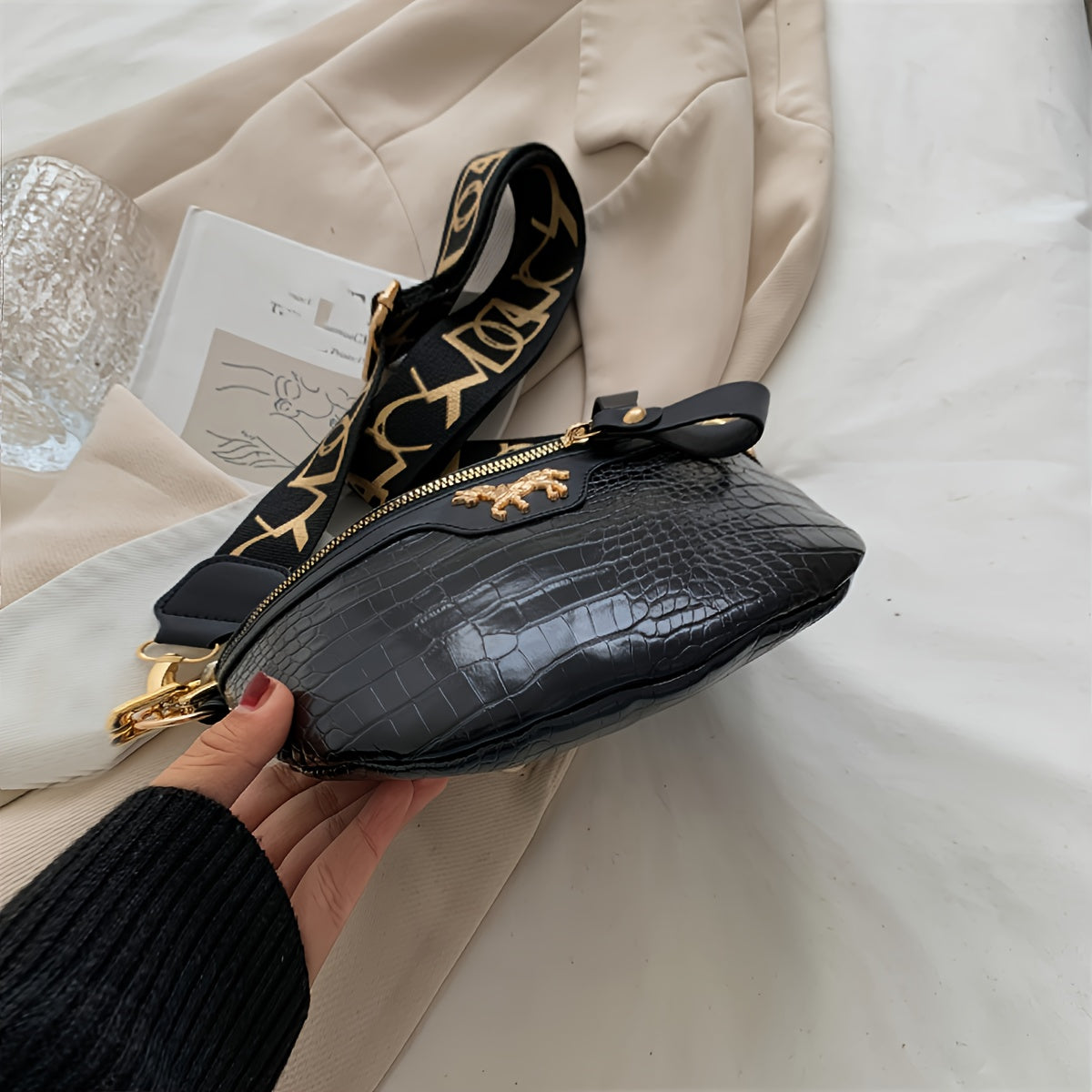 Crocodile Embossed Waist Bag