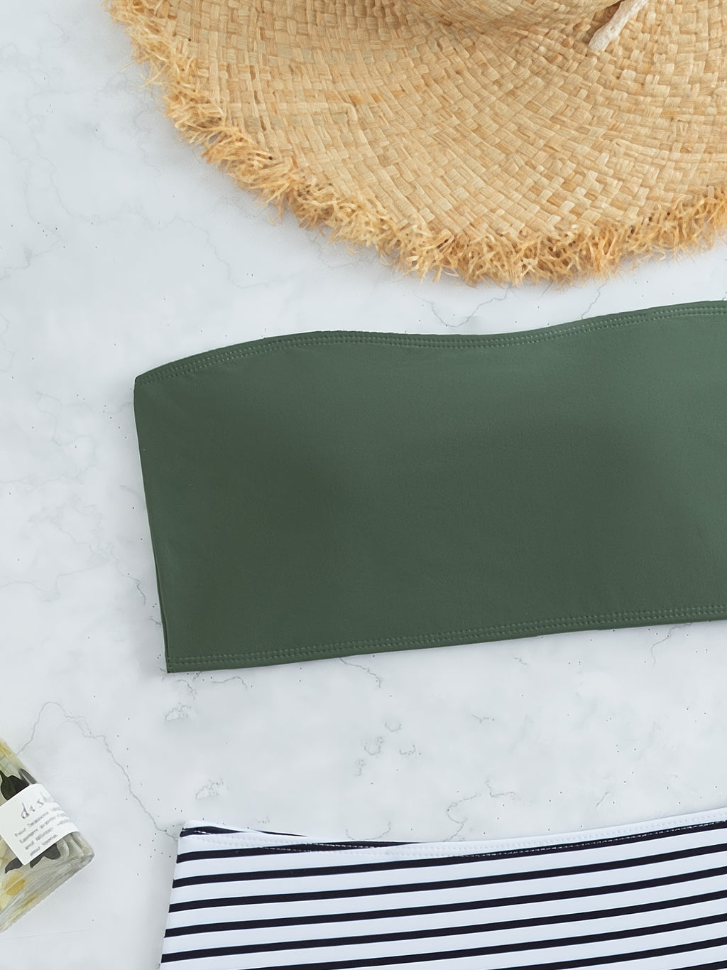 Striped Print Bandeau Two Piece Swimsuit