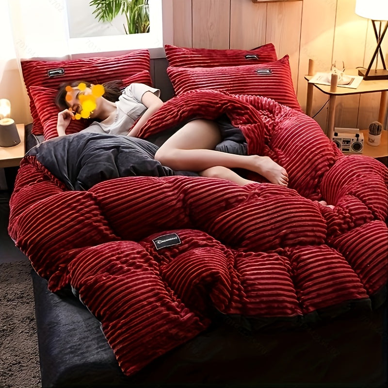 {4 Pieces} Deluxe Puffy Duvet Cover Set