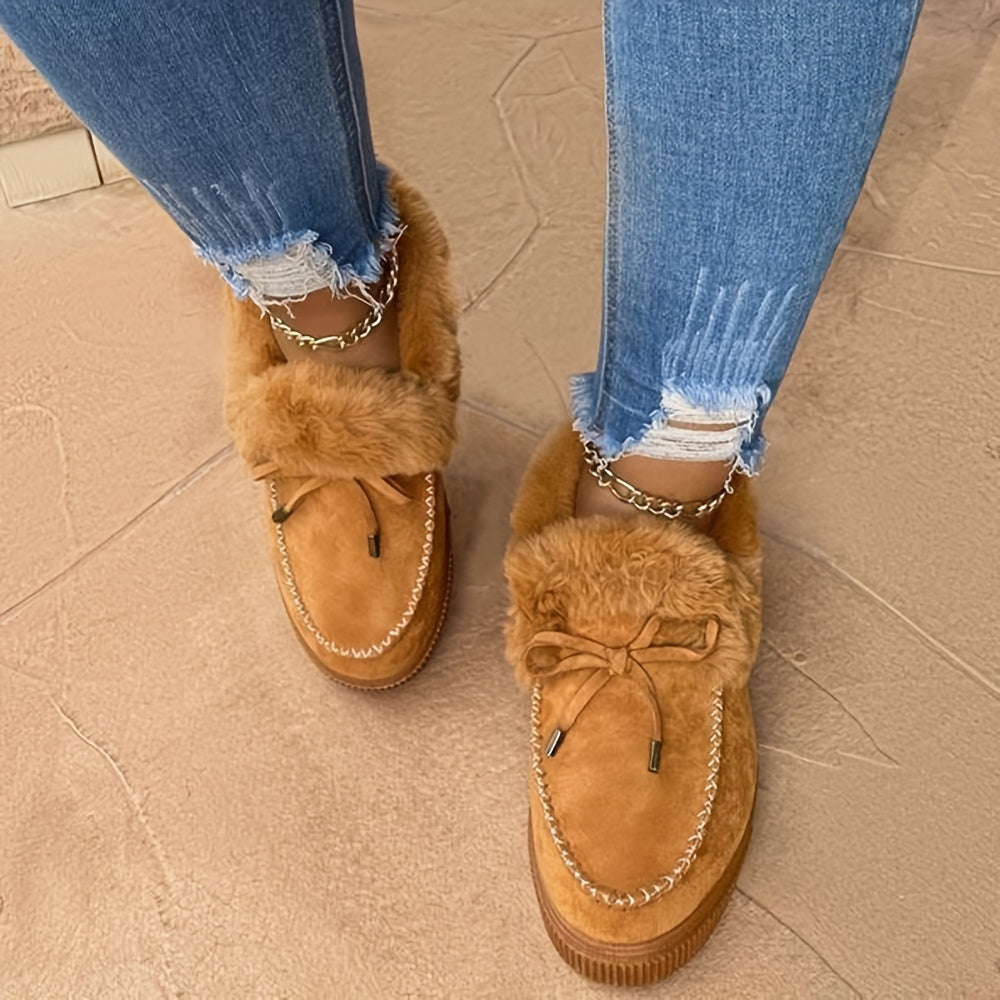 Snow Boots with Plush Faux Collar