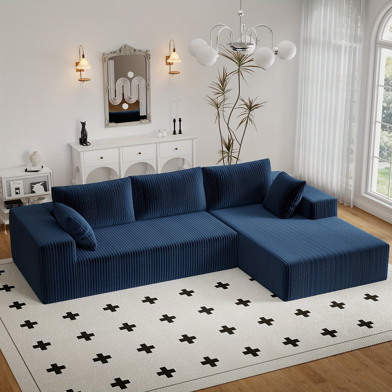 Modern Modular L-Shaped Living Room Cloud Sofa Set
