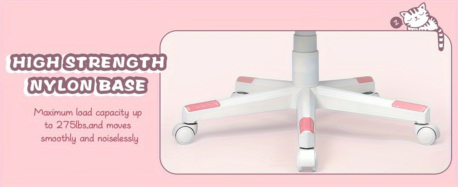 Pink Kawaii Cat Ear Gaming Chair with Paw Cushion