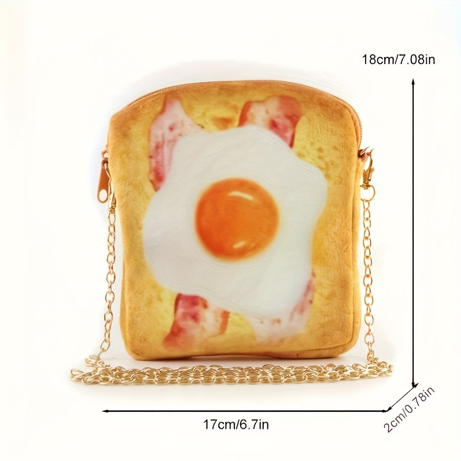 Toast-Shaped Crossbody Bag