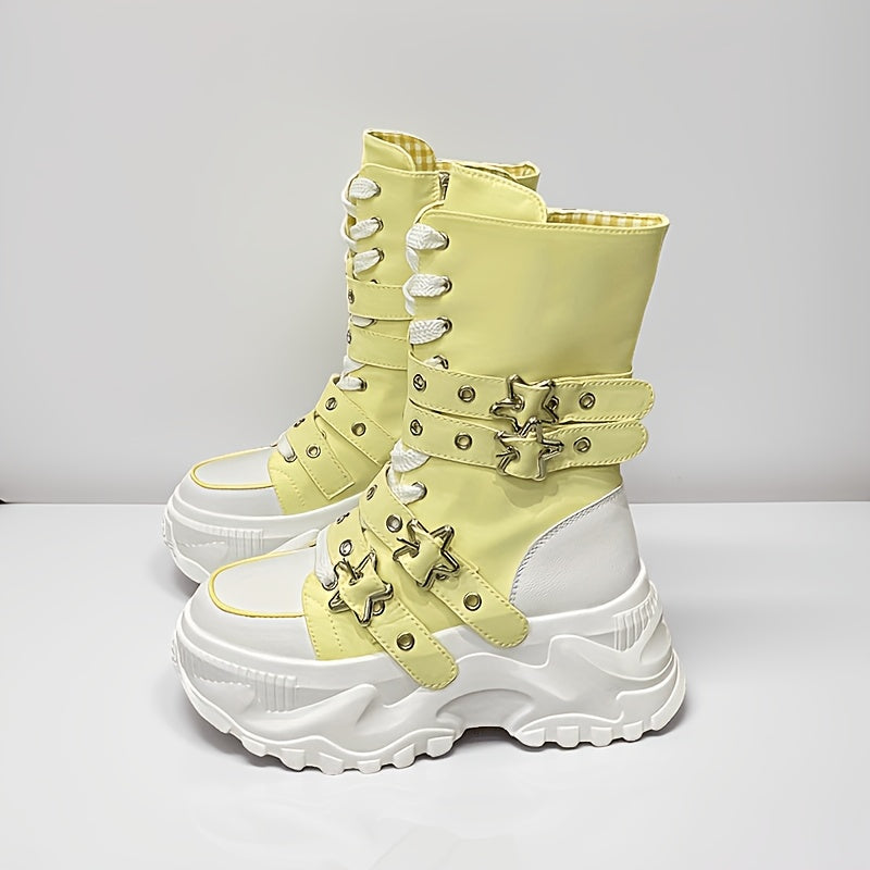 Thick Soled High Top Casual Shoes