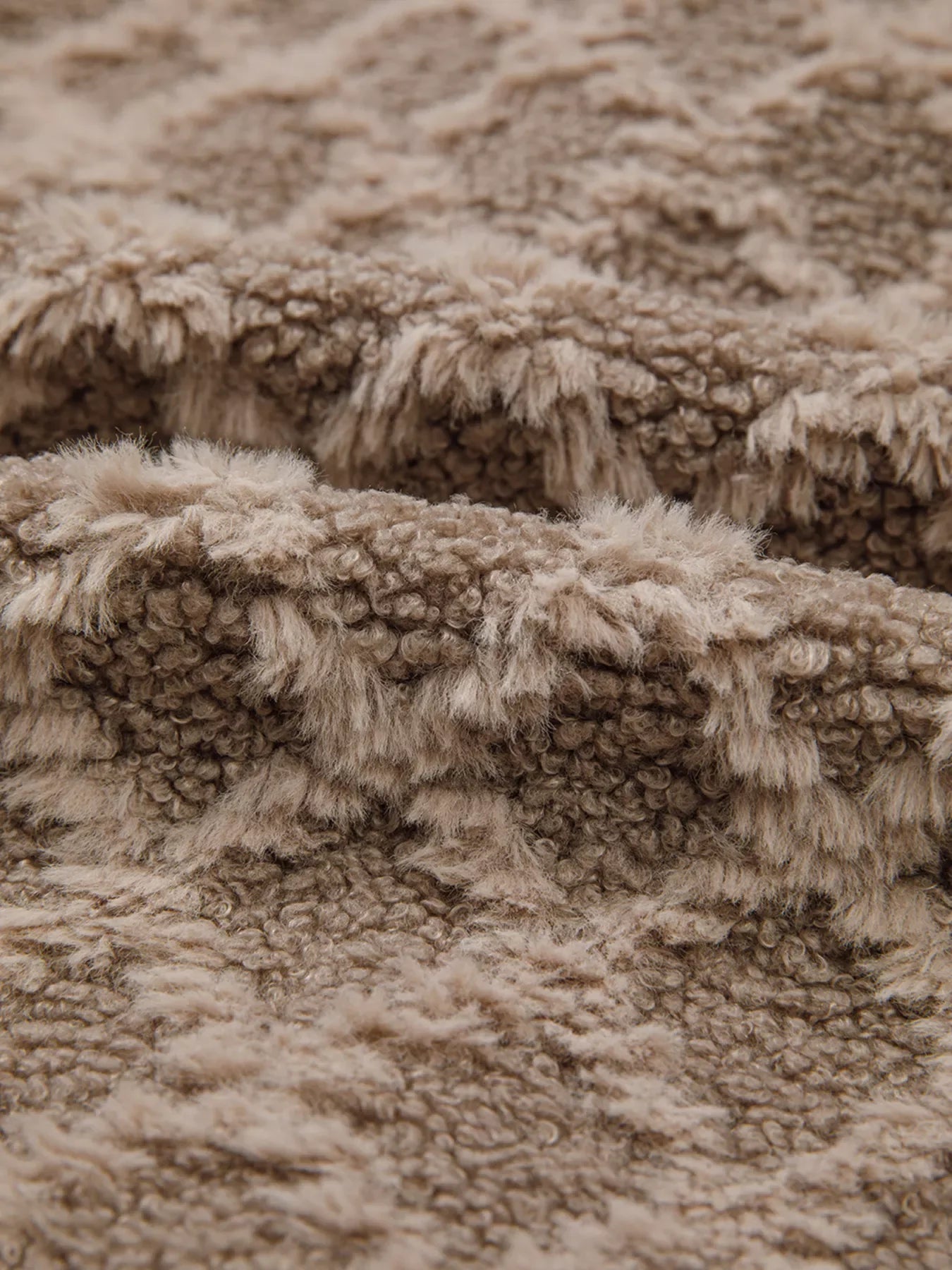 Sherpa Rhombus Zip Up Side Pocket Hooded Jacket