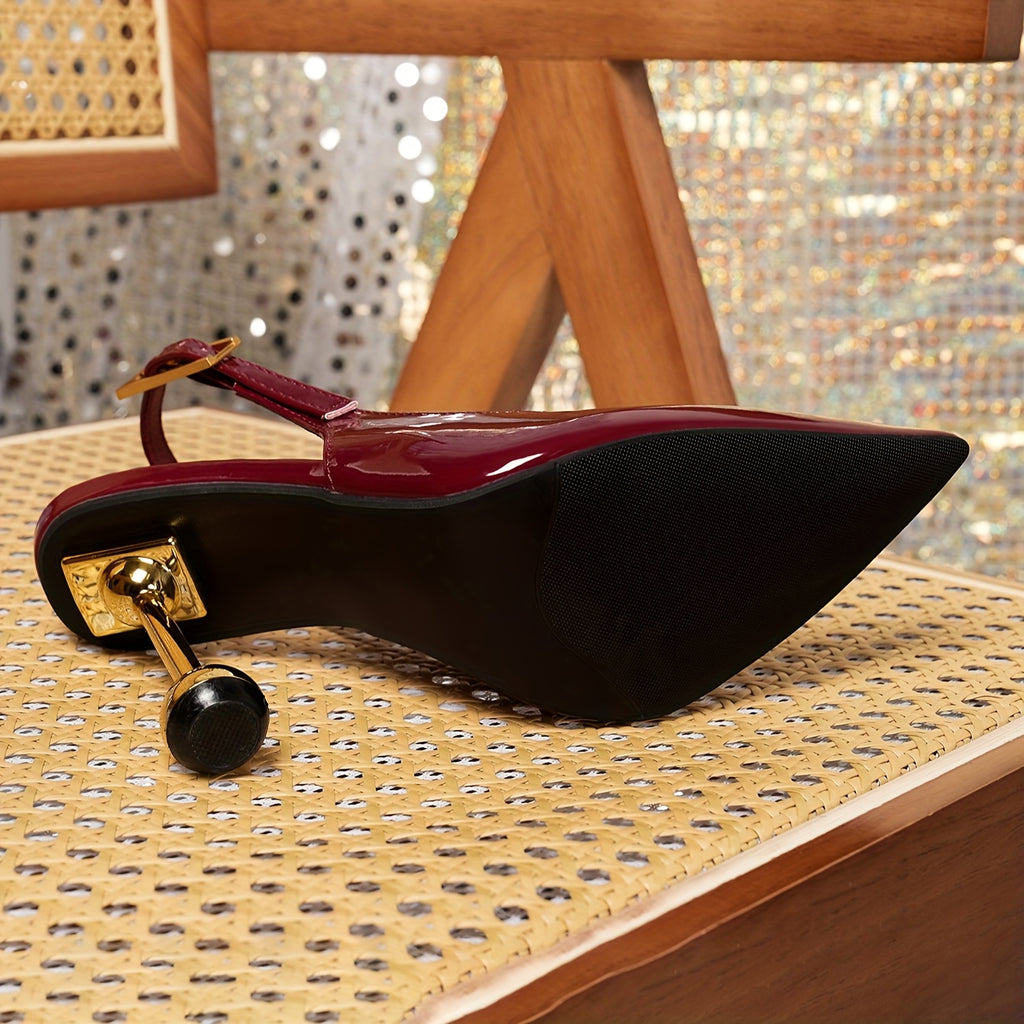 Elegant Wine Red Pointed-Toe Stiletto Sandal