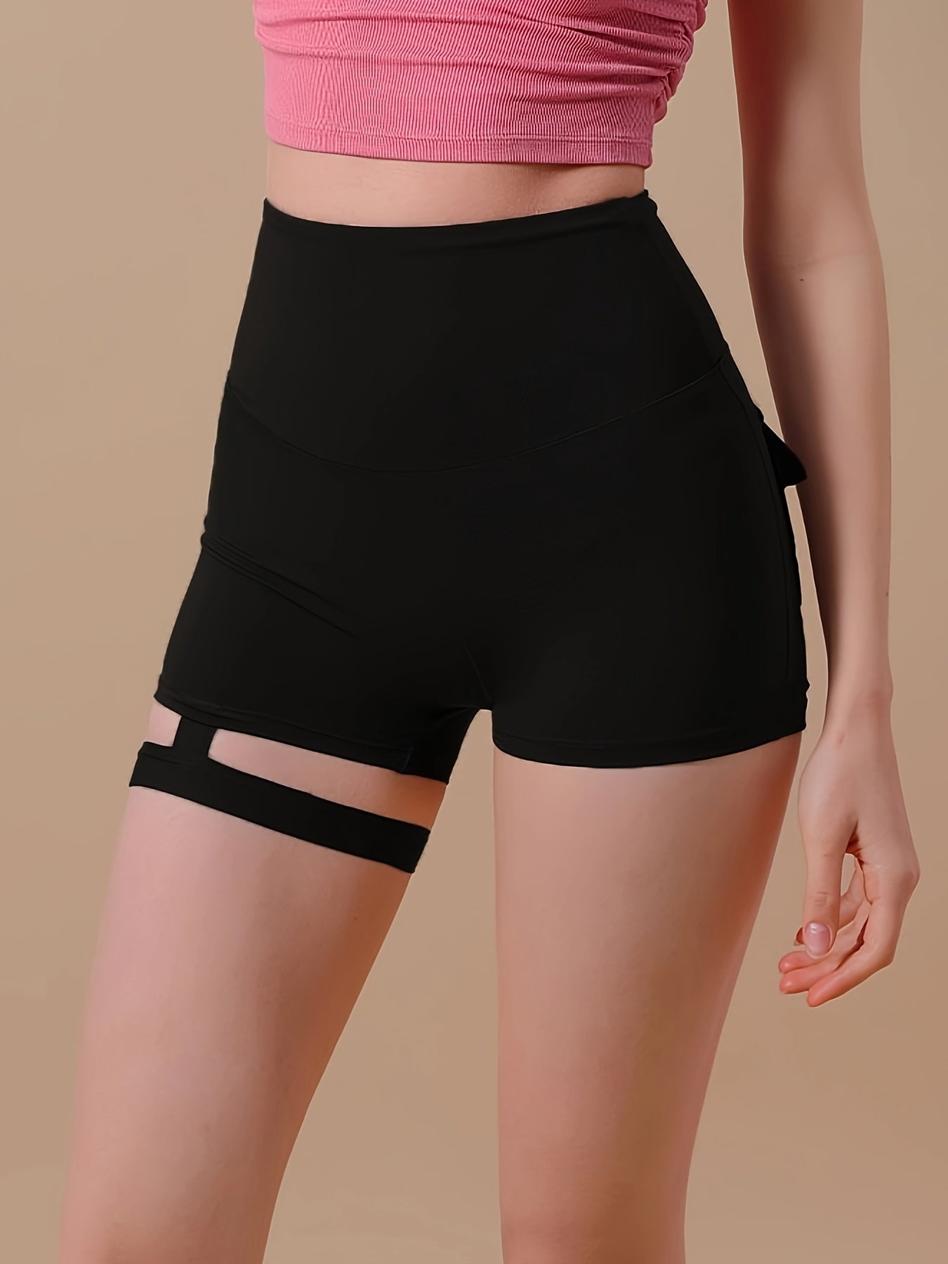 High-Waist Cargo Shorts with Peach Hip Design