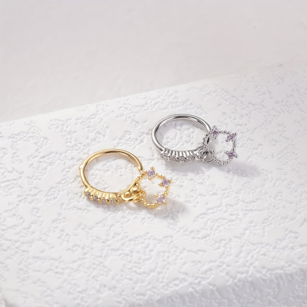 Cute Heart-Shaped Synthetic Cubic Zirconia Dangle Nose Ring