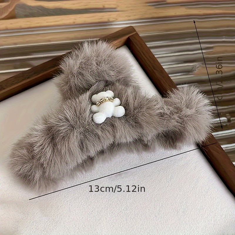 1/2/3pcs Plush Cute Bear Hair Claw