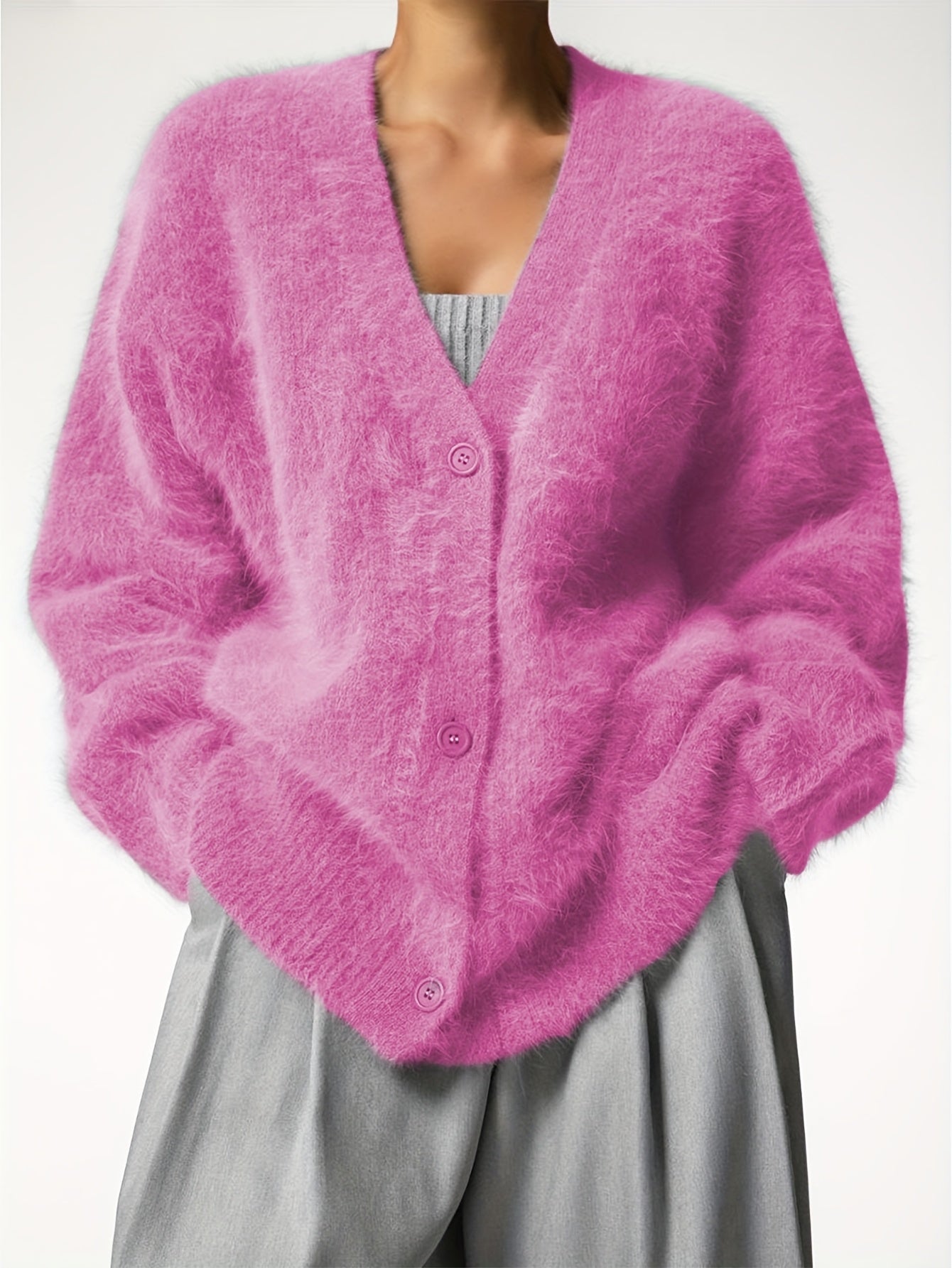 Women'S Light Gray V-Neck Cardigan - Soft Open Front Sweater with Long Sleeves, Elegant & Versatile for Casual, Date Night, Party or Business Wear, Versatile Cardigan | Vneck Sweater | Construction, Sweater Cardigan