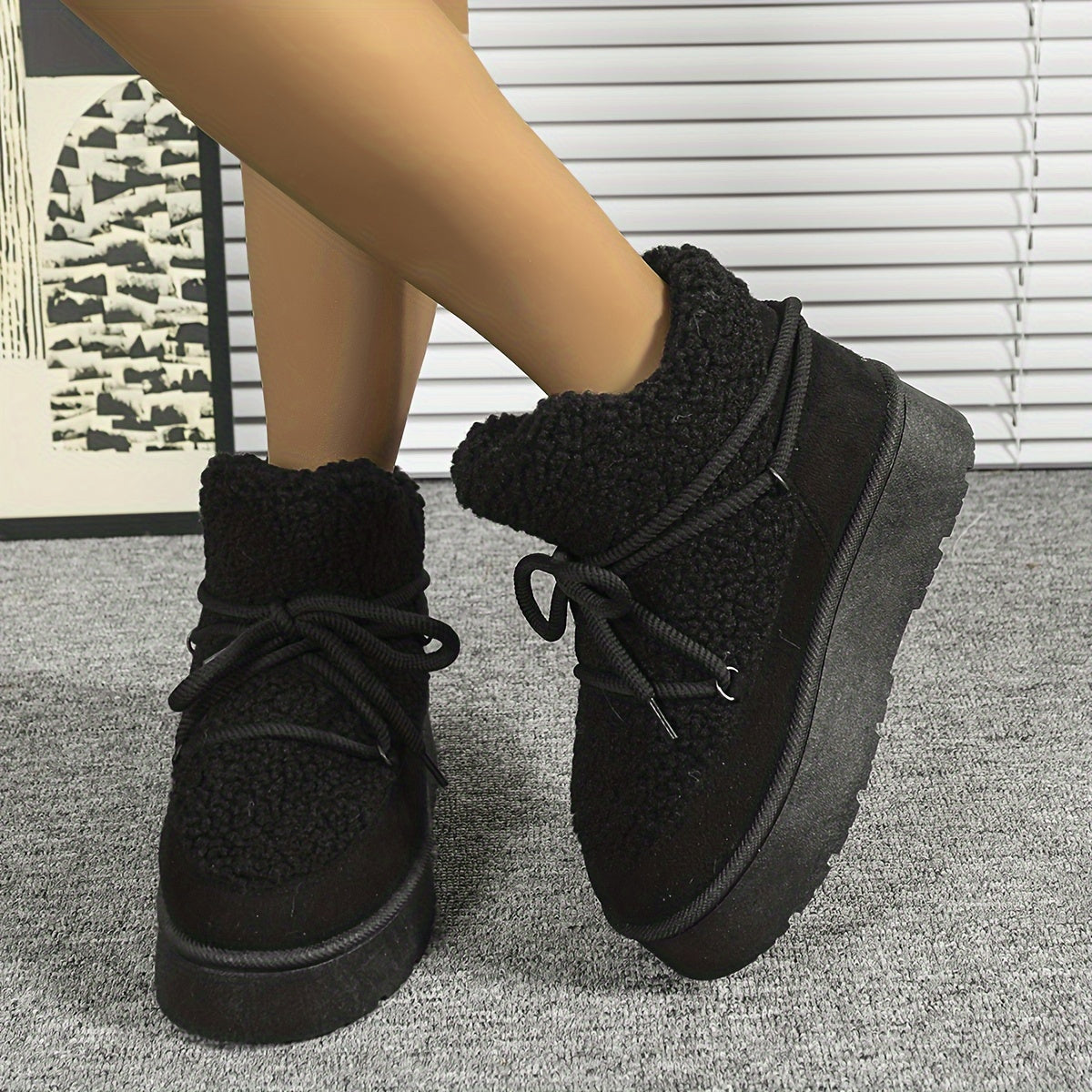 Winter Plush Furry Collar & Cuff Short Boots