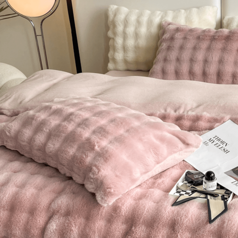 {2pcs} Bubble Imitation Rabbit Plush Pillowcases