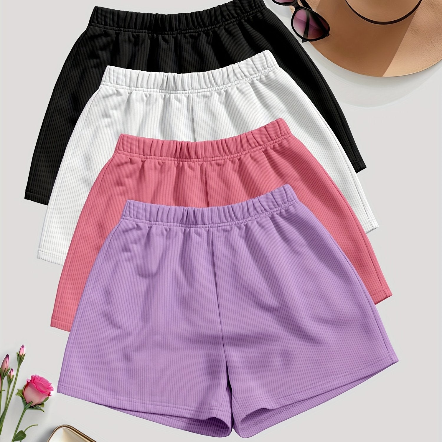 Solid Color Casual Shorts {4pcs}