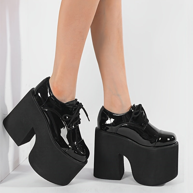 High-Heeled Platform Shoes with Thick Heels And Round Toes